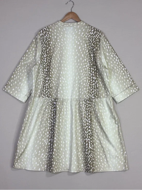 Tuckernuck XXL Mini Dress Green White Print Swing Tiered Statement - Picture 3 of 4